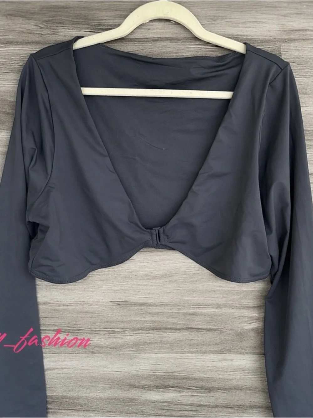 SKIMS Gunmetal Long Sleeve Bikini Crop Top Cropped Bolero Style 3X Body-less